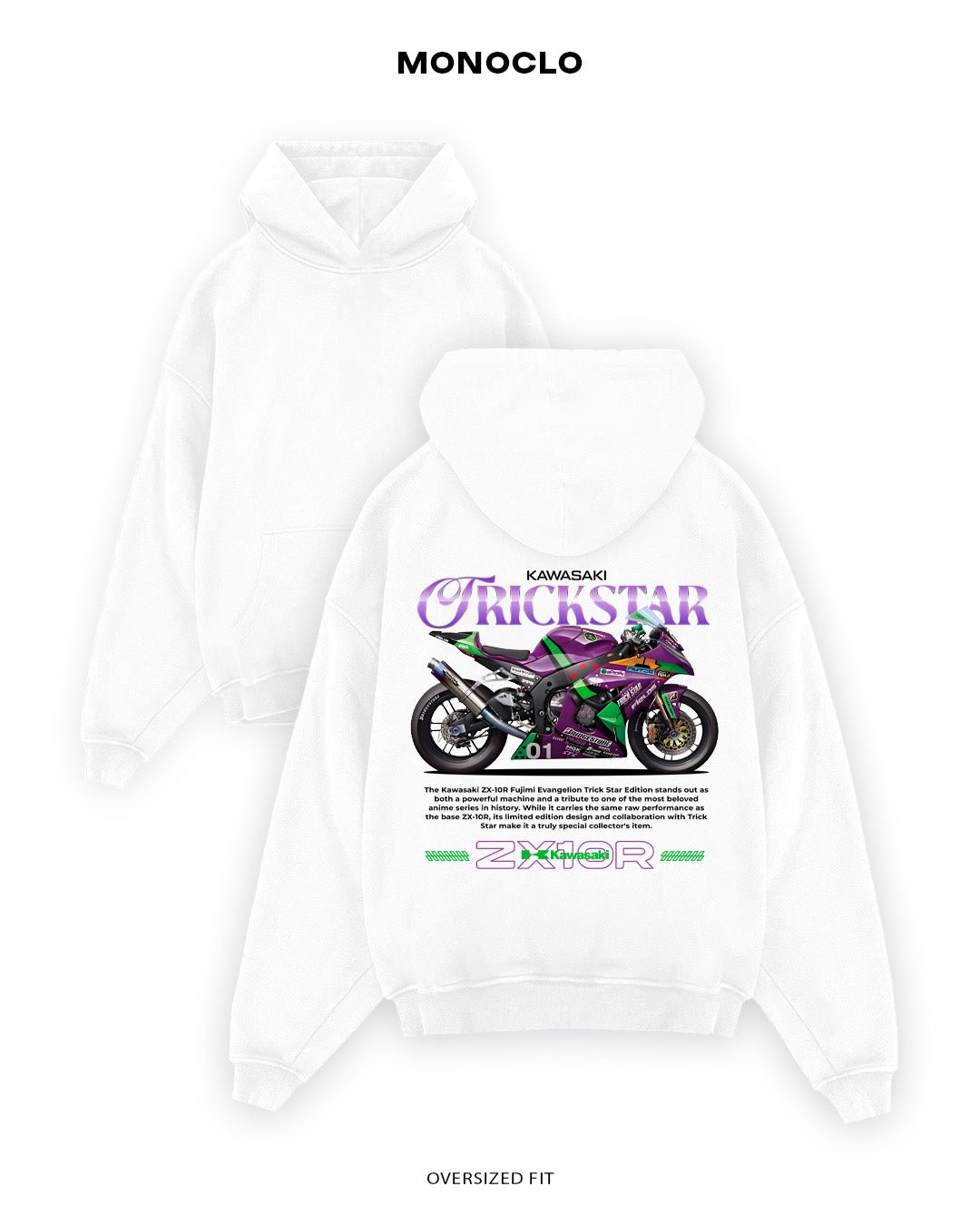Худі Monoclo Kawasaki Trickstar ZX - 10R - shop_name Білий