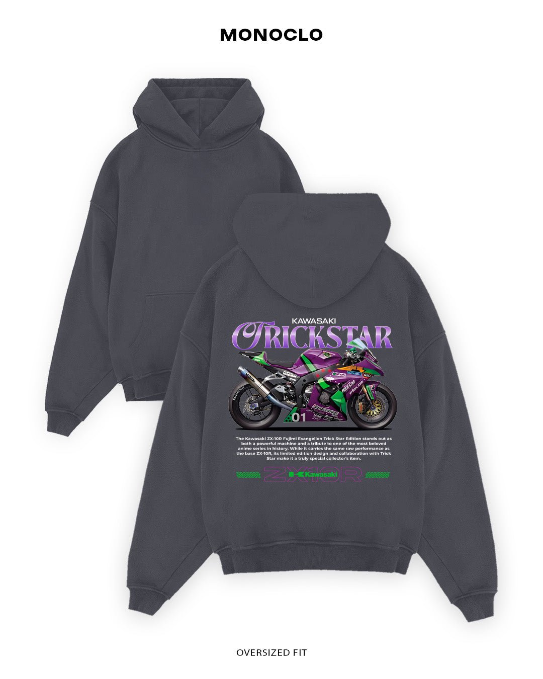 Худі Monoclo Kawasaki Trickstar ZX - 10R - shop_name Графітовий