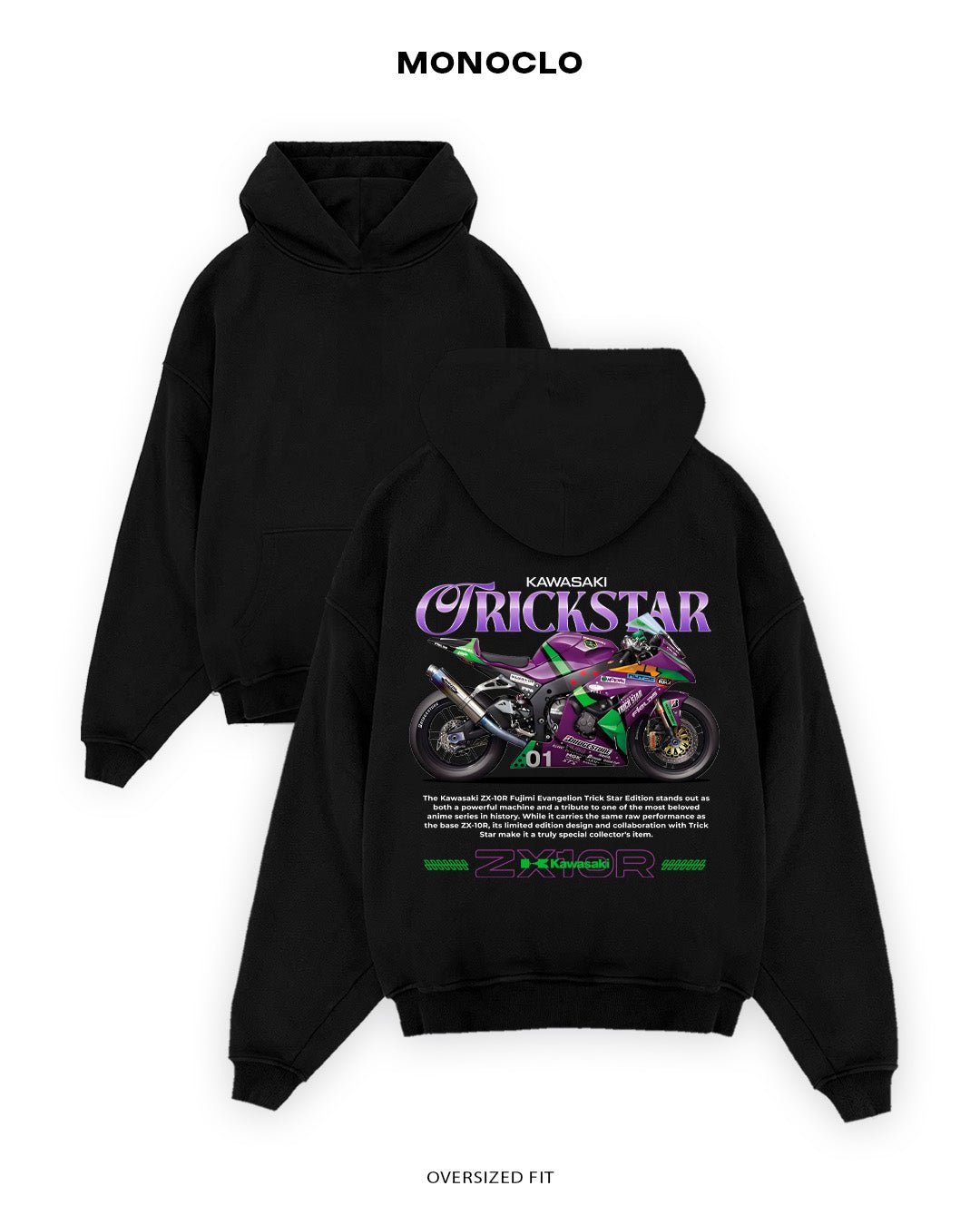 Худі Monoclo Kawasaki Trickstar ZX - 10R - shop_name Чорний