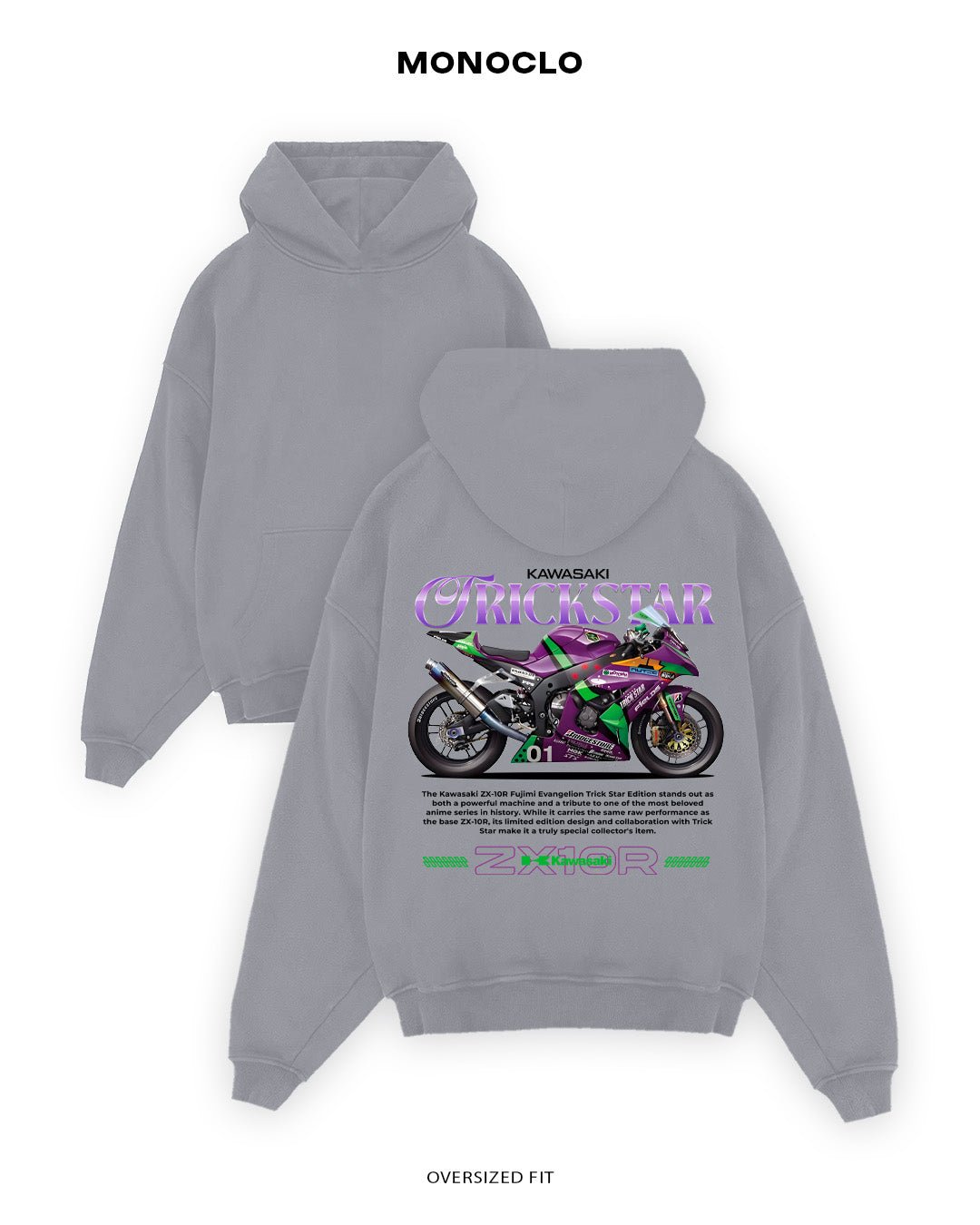 Худі Monoclo Kawasaki Trickstar ZX - 10R - shop_name Сірий