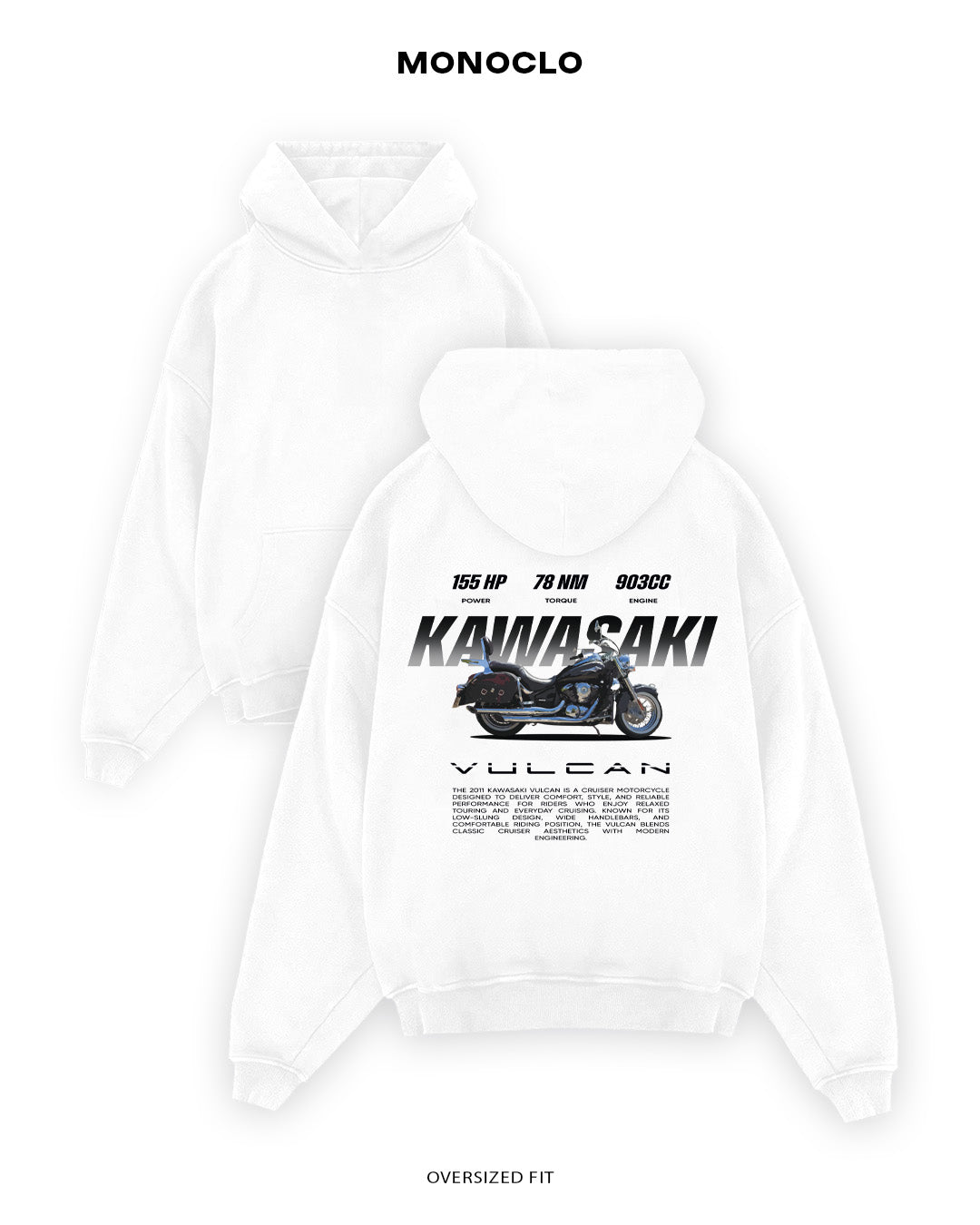 Худі Monoclo Kawasaki Vulcan 903cc - shop_name Білий