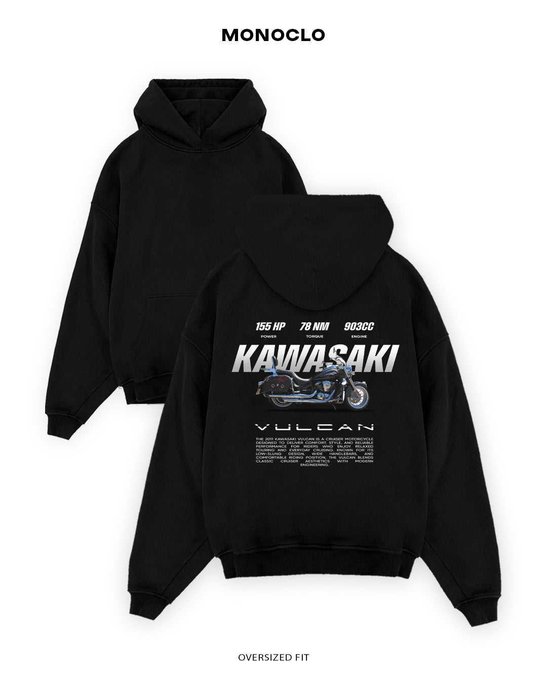 Худі Monoclo Kawasaki Vulcan 903cc - shop_name Чорний