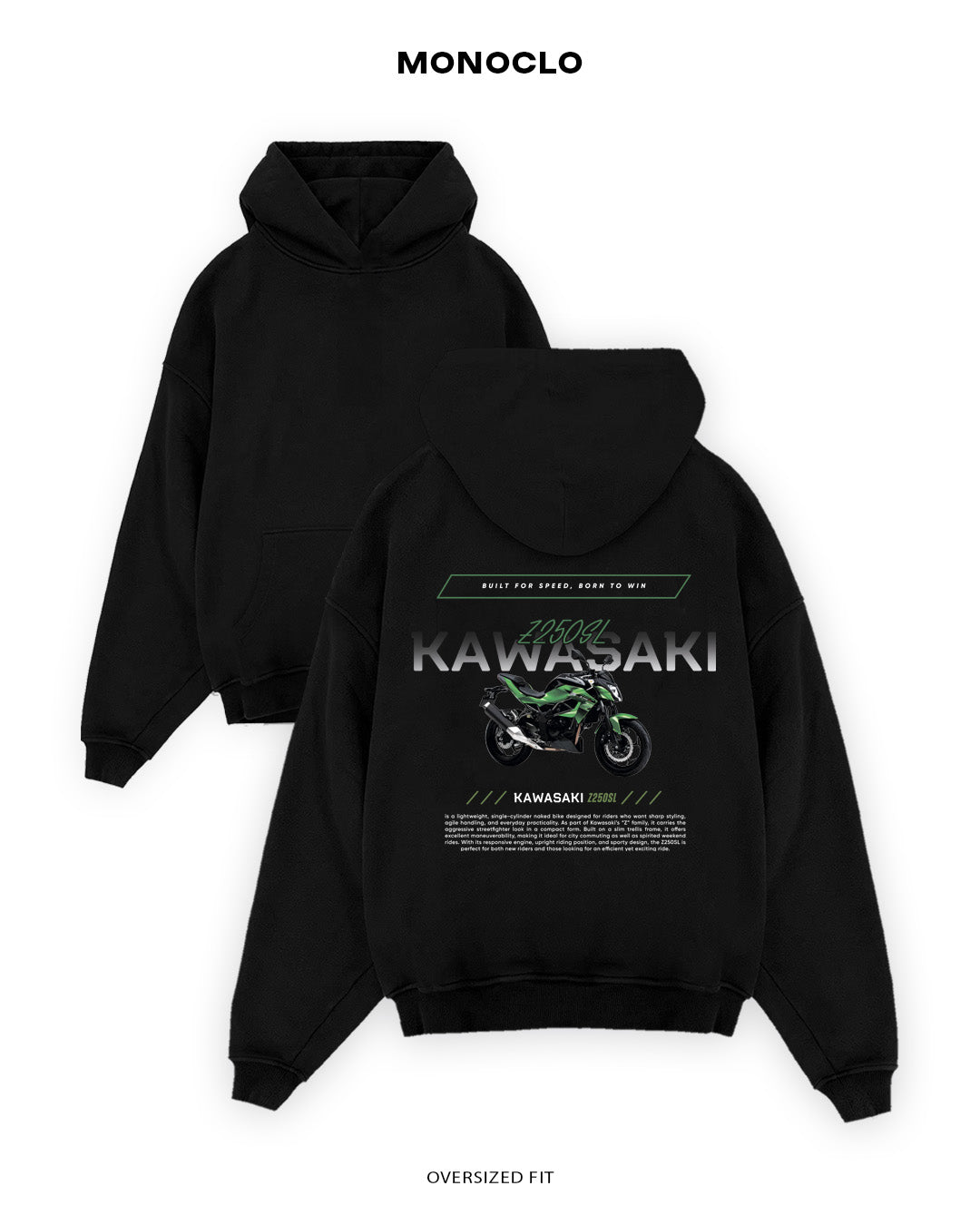 Худі Monoclo Kawasaki Z250SL - shop_name Чорний