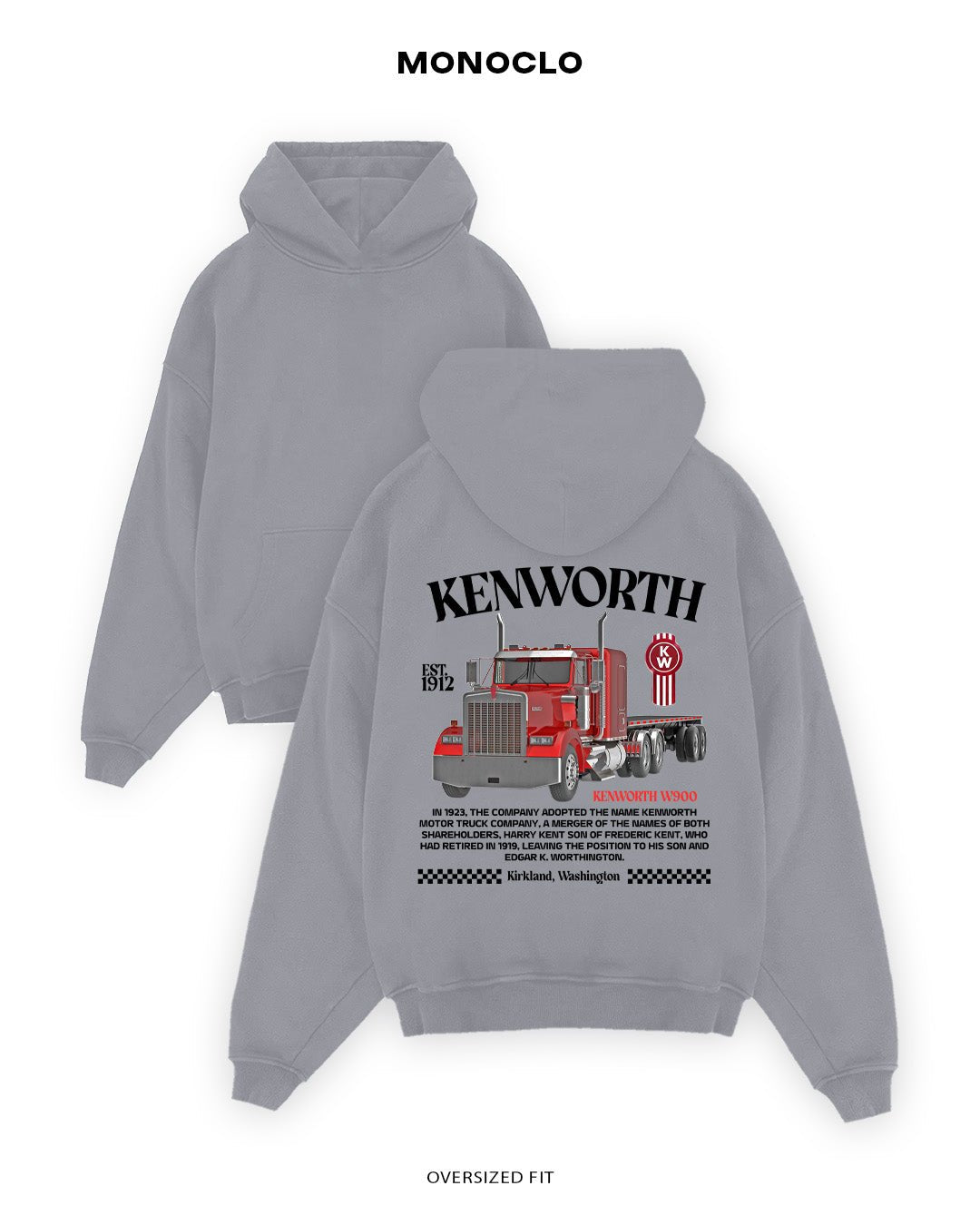 Худі Monoclo Kenworth W900 - shop_name Сірий