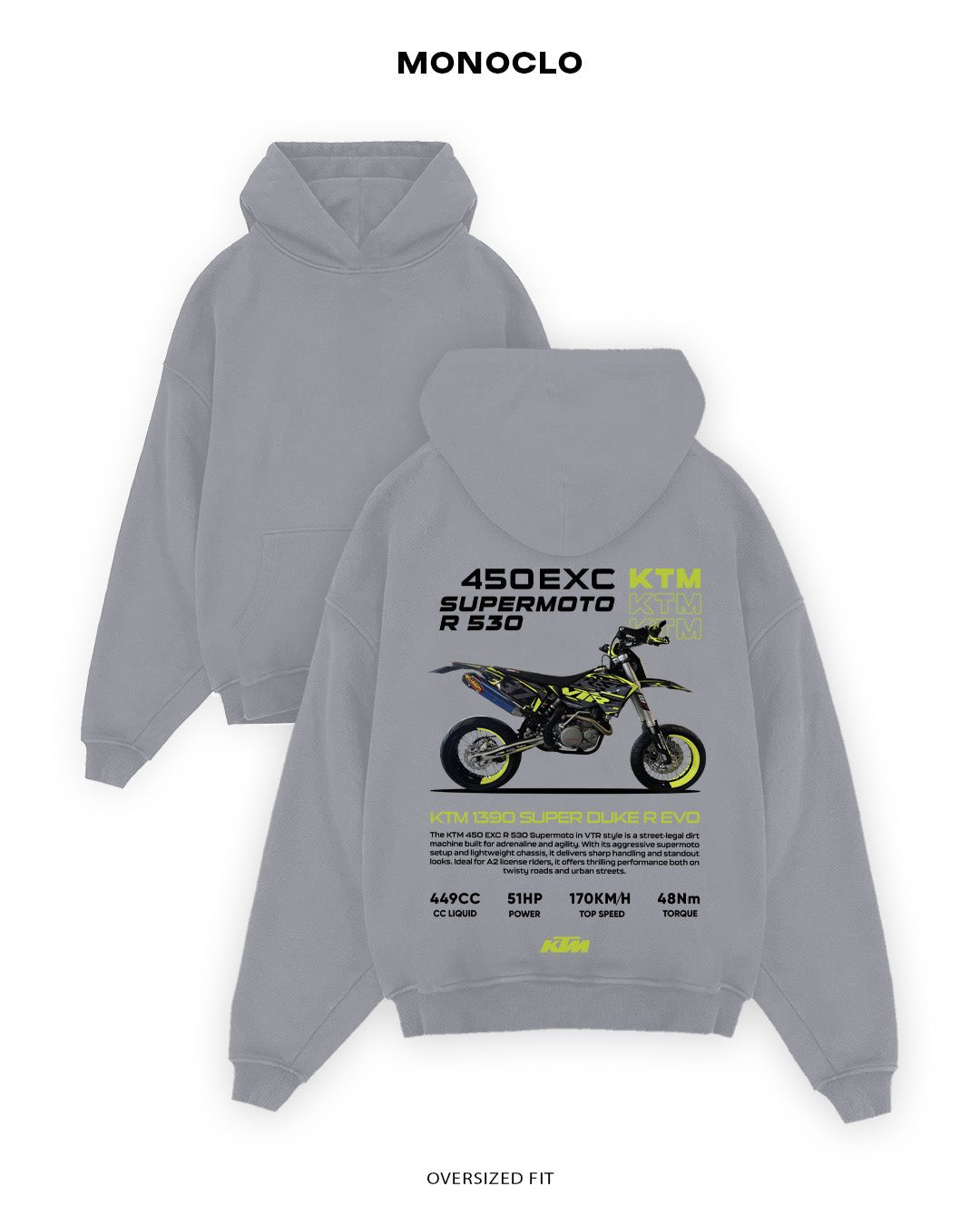 Худі Monoclo KTM 450 EXC / 530 Supermoto - shop_name Сірий