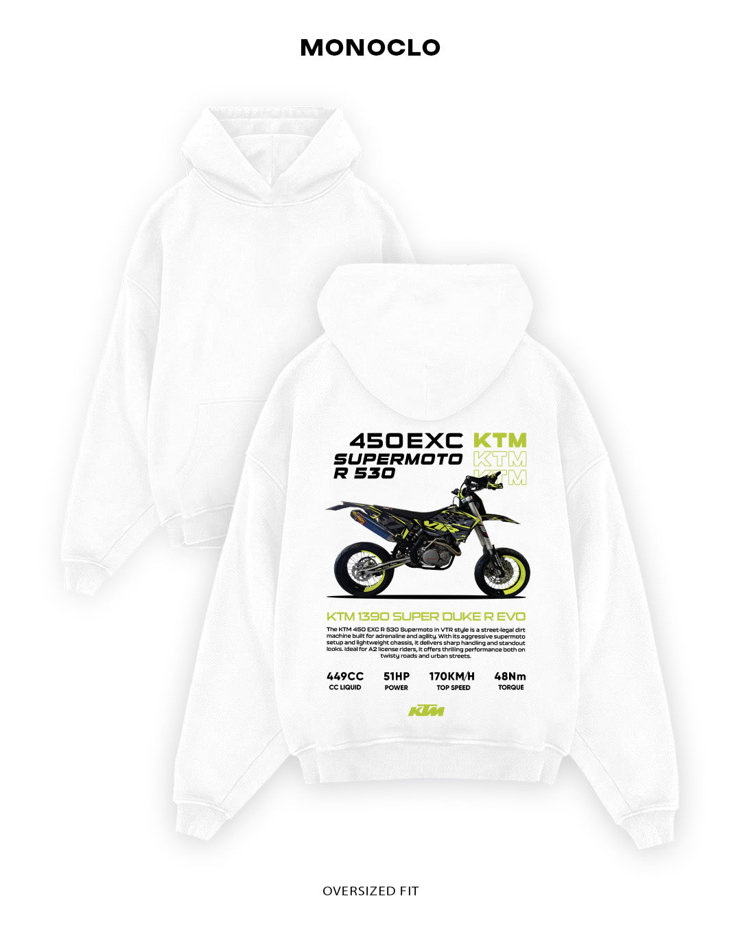 Худі Monoclo KTM 450 EXC / 530 Supermoto - shop_name Білий
