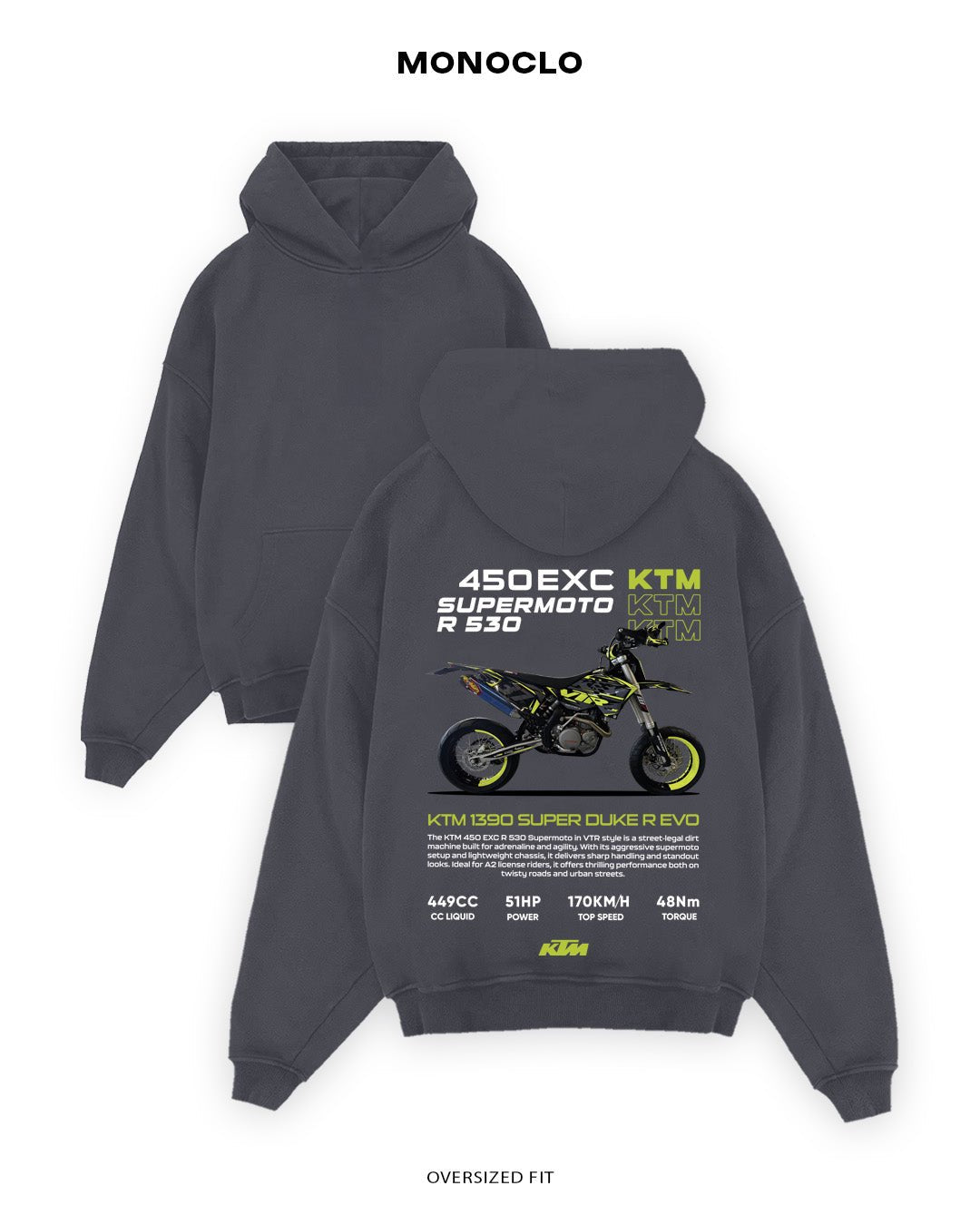 Худі Monoclo KTM 450 EXC / 530 Supermoto - shop_name Графітовий
