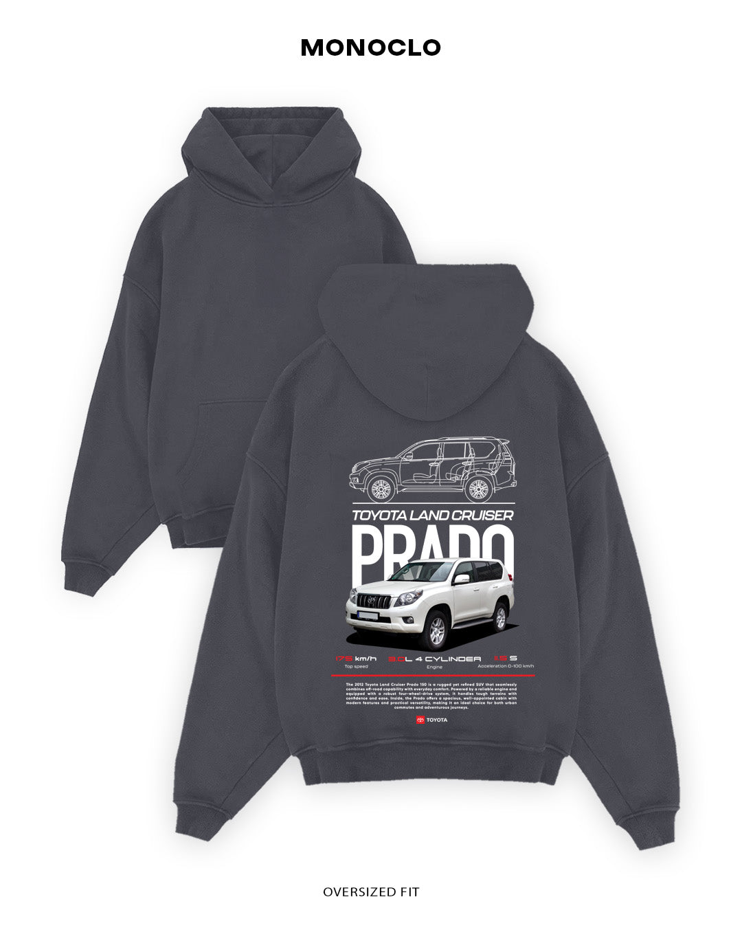 Худі Monoclo Land Cruiser Prado White - shop_name Графітовий