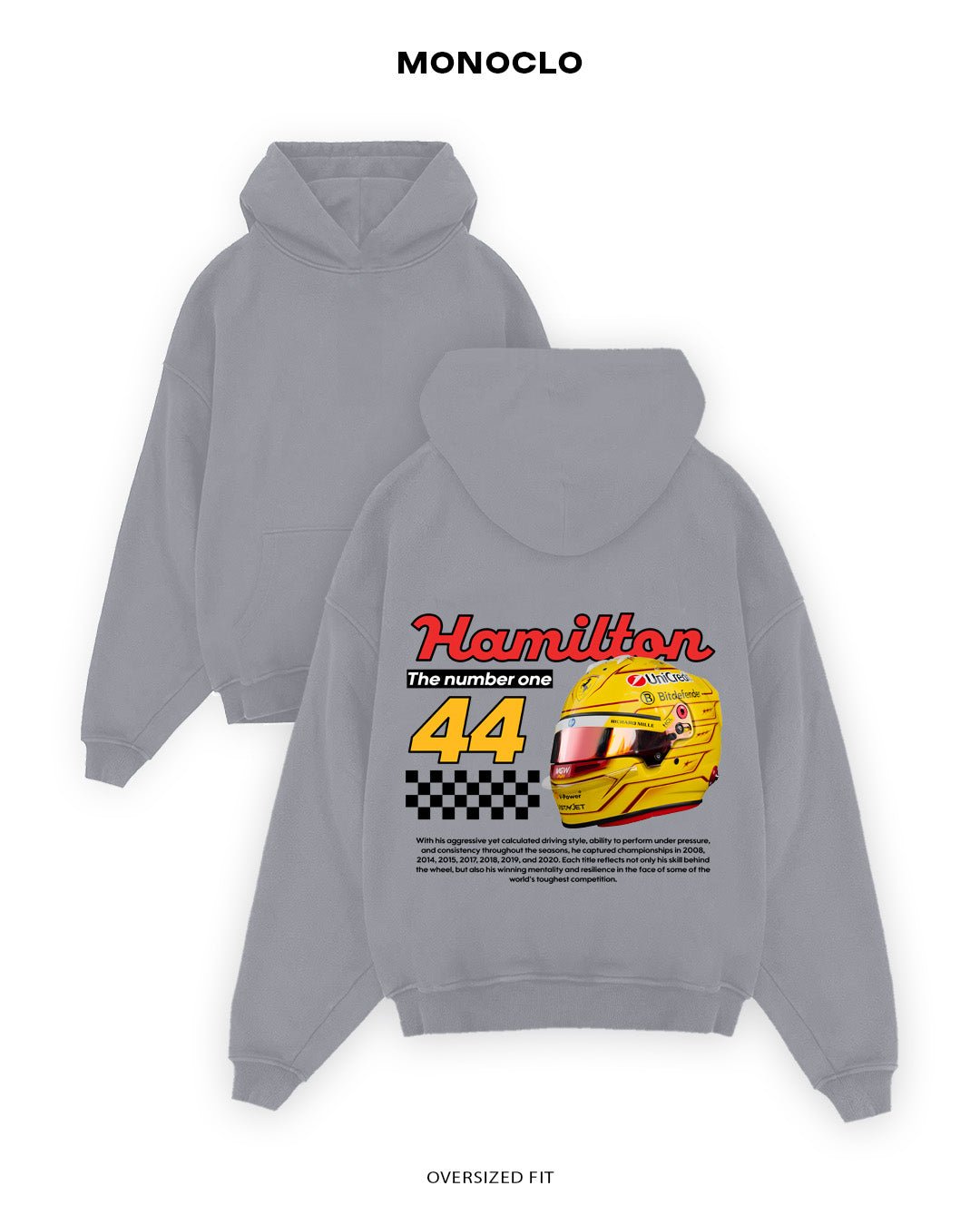 Худі Monoclo Lewis Hamilton 44 YellowFerrari - shop_name Сірий