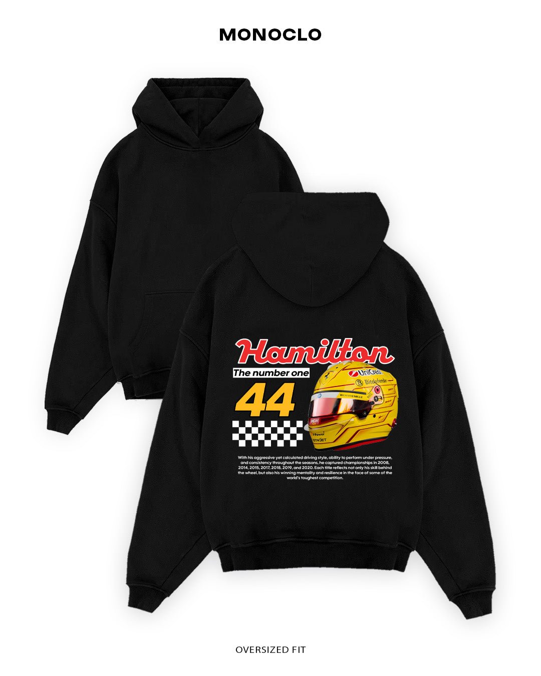 Худі Monoclo Lewis Hamilton 44 YellowFerrari - shop_name Чорний