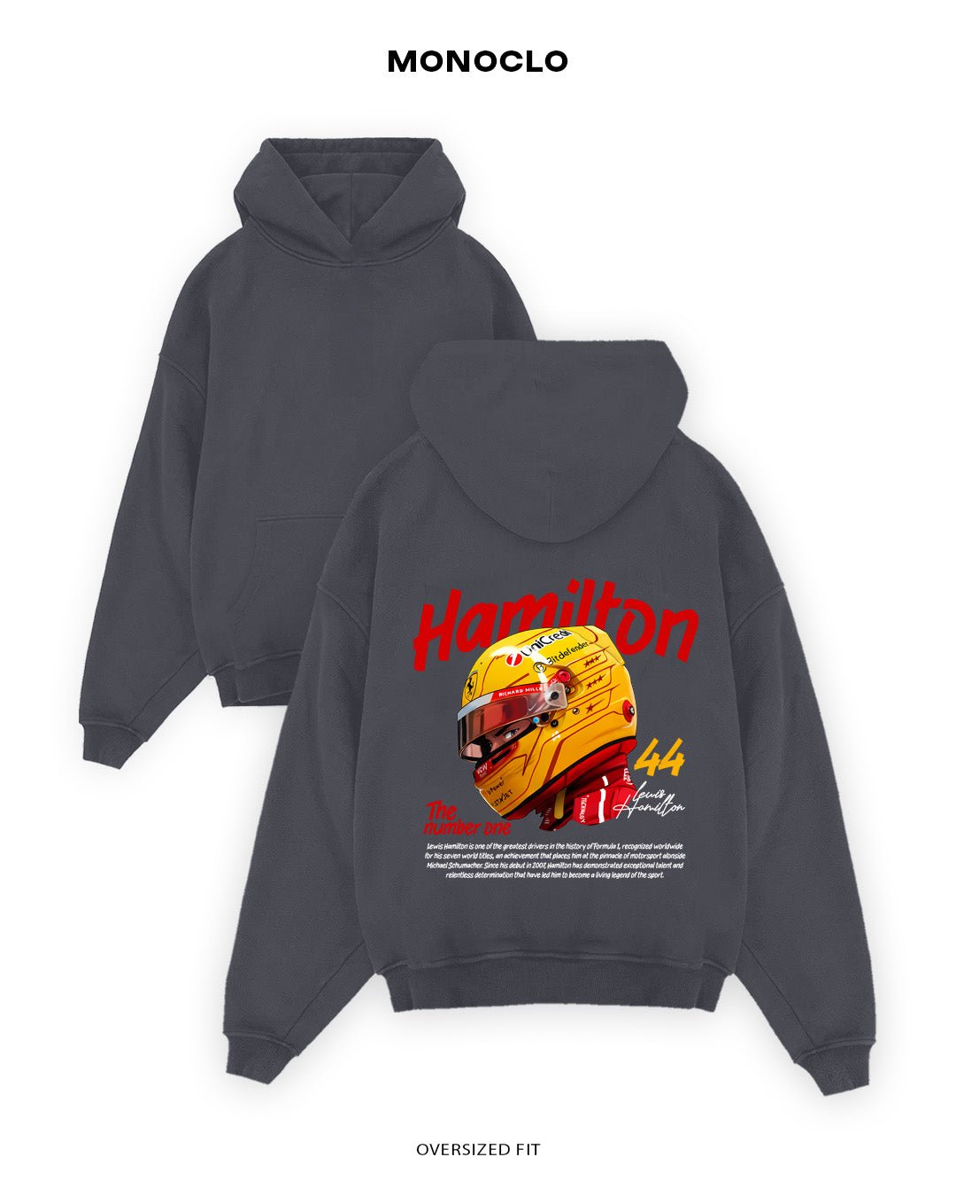 Худі Monoclo Lewis Hamilton Ferrari – The Number One - shop_name Графітовий
