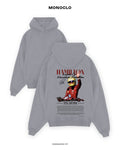 Худі з принтом Льюїса Гамільтона Still We Rise, сіре, оверсайз — Monoclo