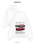 Худі з принтом Mazda MX-5 Miata NA, біле, оверсайз — Monoclo