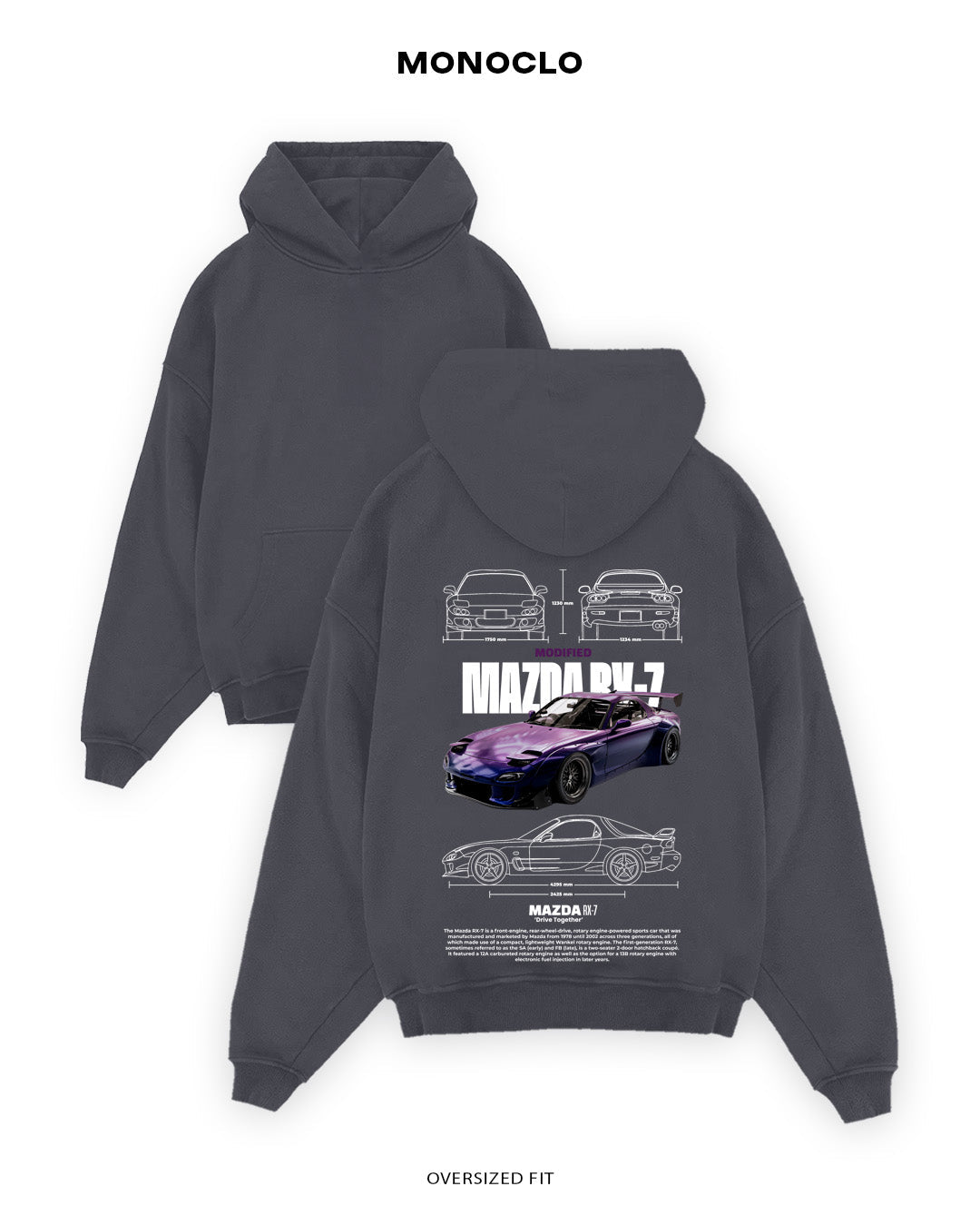Худі Monoclo Mazda RX - 7 Modified - shop_name Графітовий