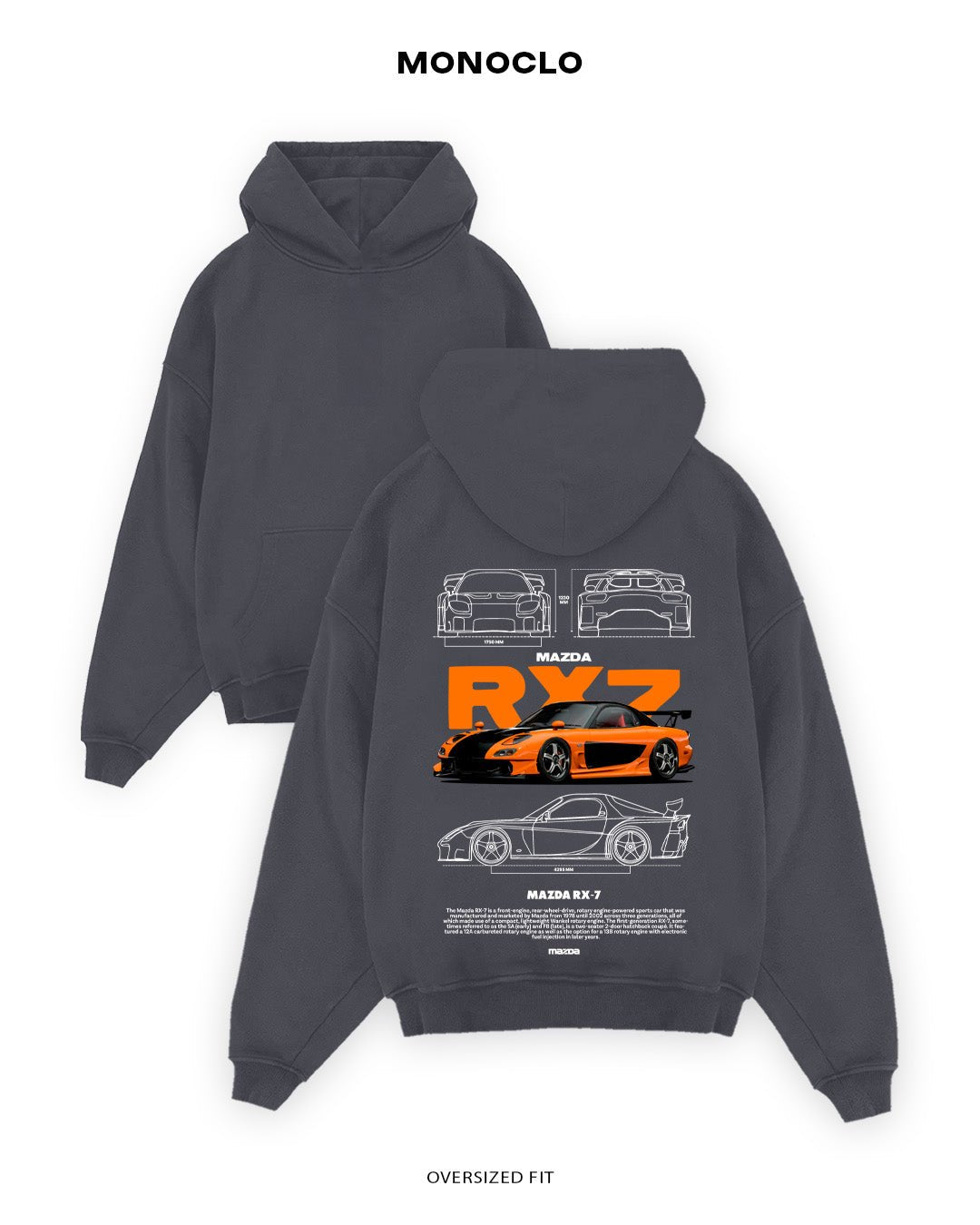 Худі Monoclo Mazda RX - 7 Orange - shop_name Графітовий