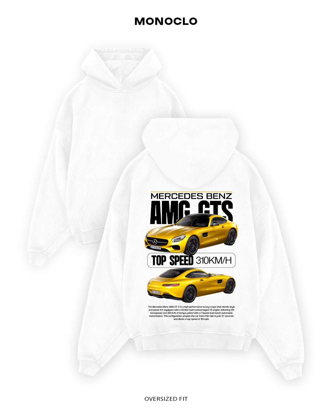 Худі Monoclo Mercedes - Benz AMG GT S - shop_name Білий