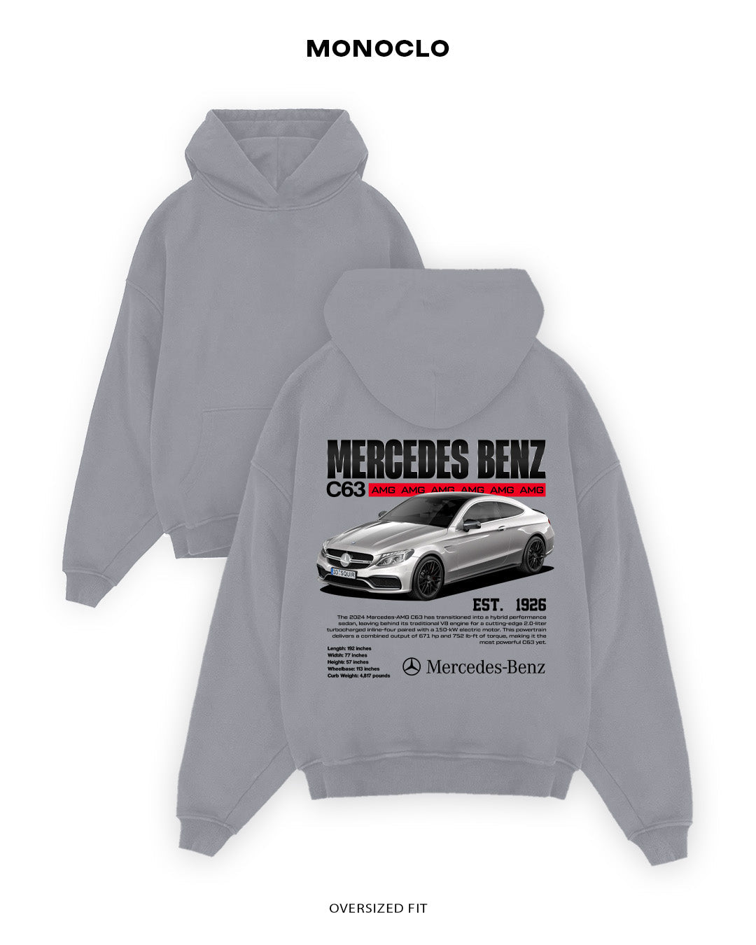 Худі Monoclo Mercedes - Benz C63 AMG - shop_name Сірий