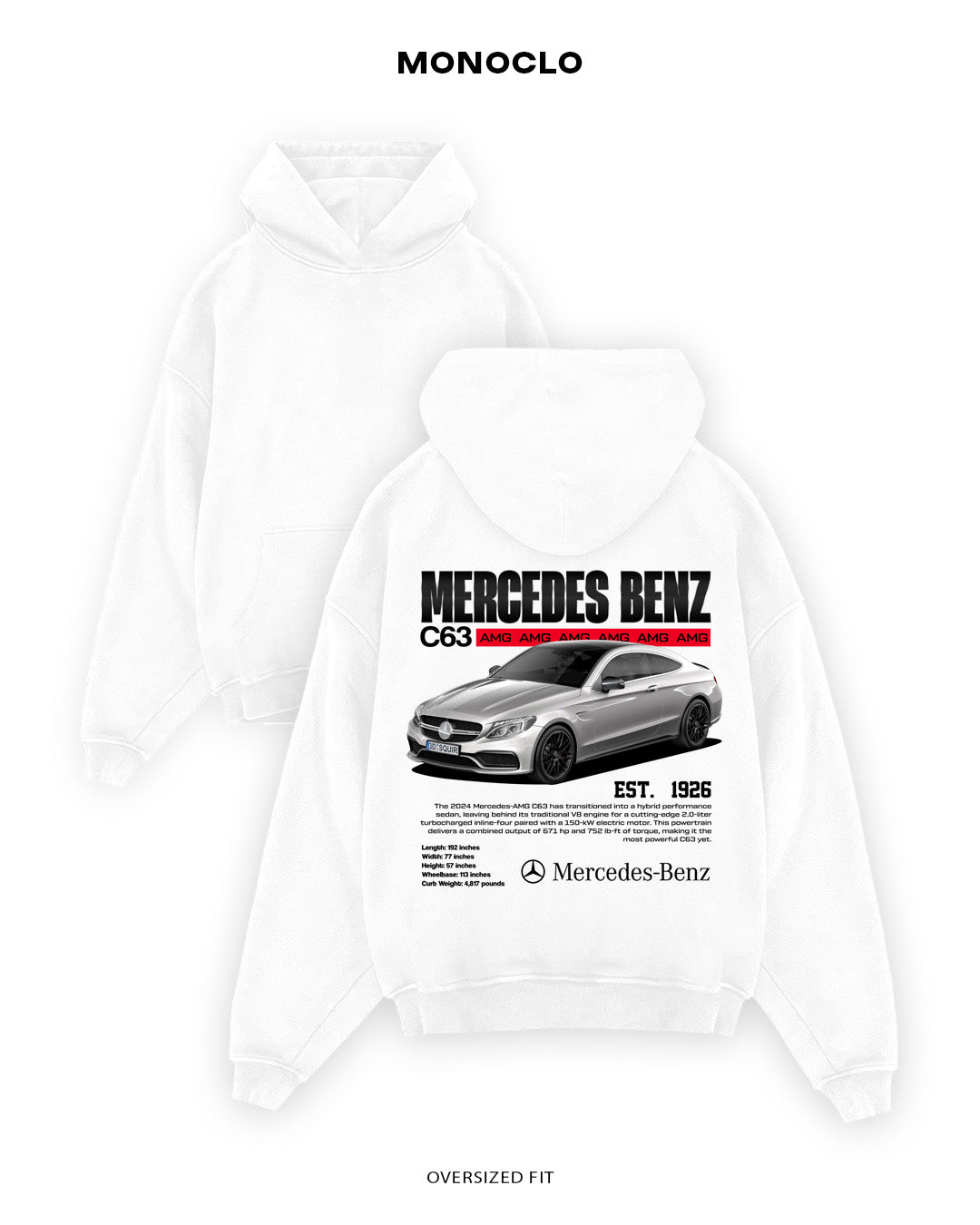 Худі Monoclo Mercedes - Benz C63 AMG - shop_name Білий