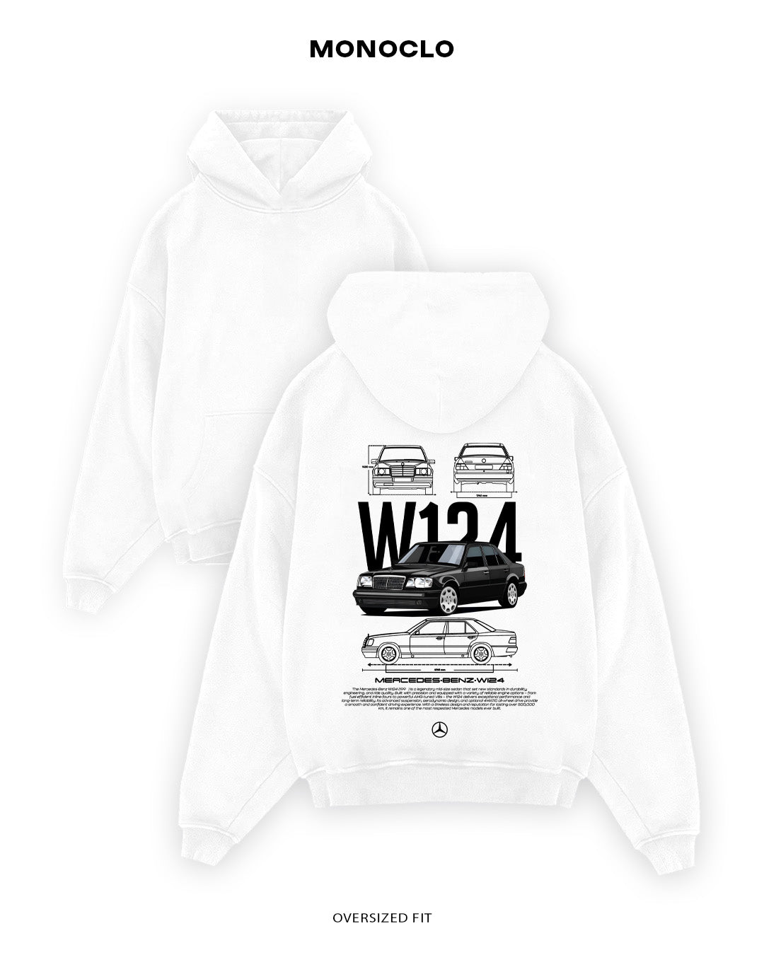 Худі Monoclo Mercedes - Benz W124 Black - shop_name Білий