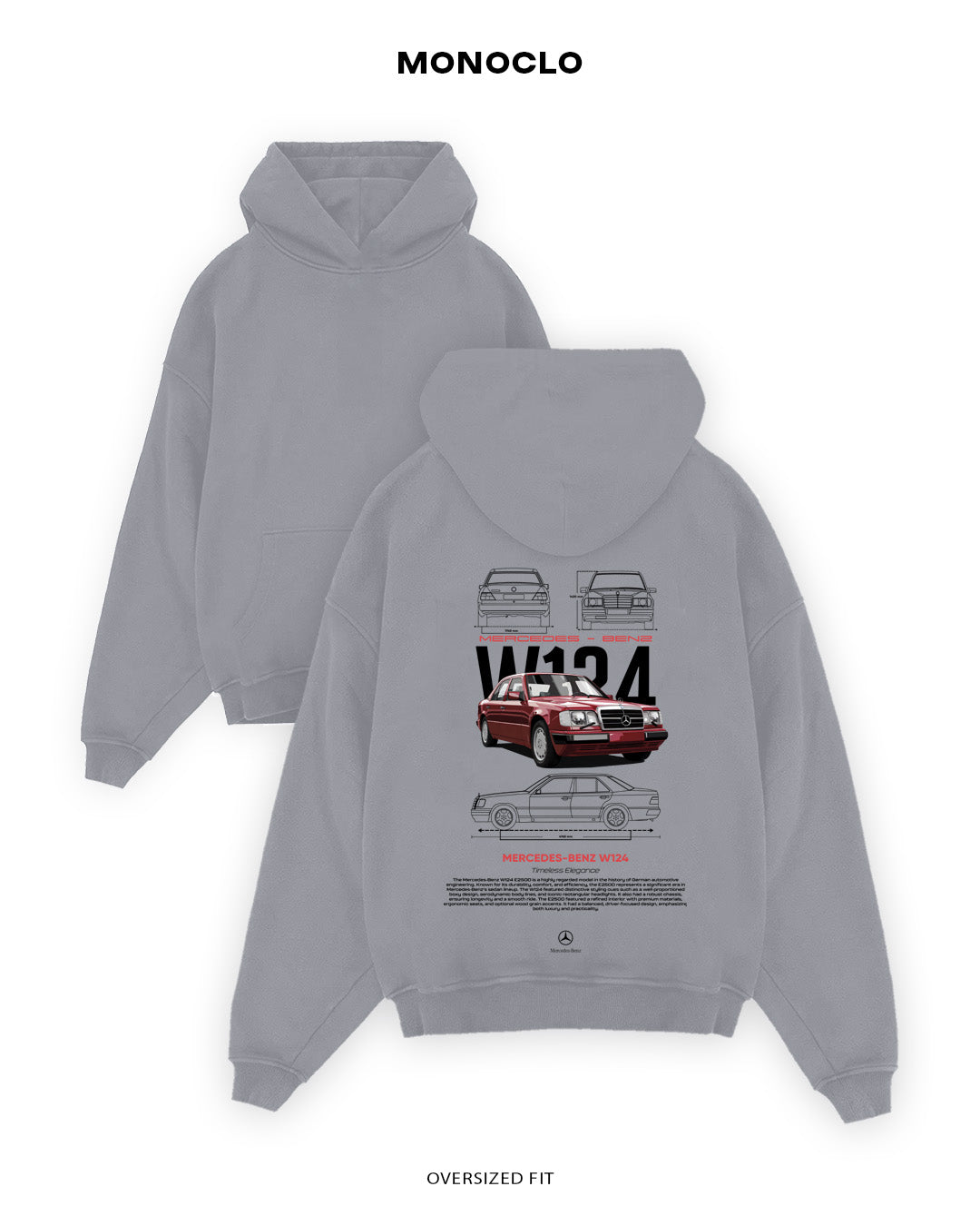 Худі Monoclo Mercedes - Benz W124 Red - shop_name Сірий