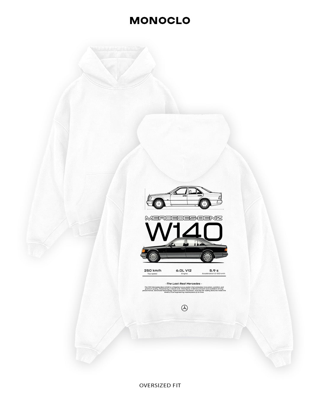 Худі Monoclo Mercedes - Benz W140 - shop_name Білий
