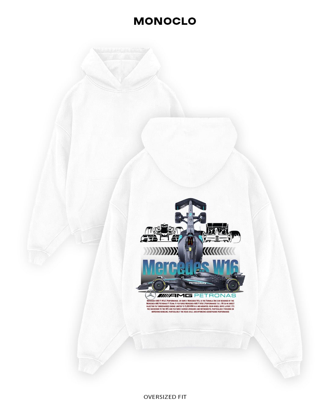 Худі Monoclo Mercedes W16 Hoodie Formula 1 - shop_name Білий