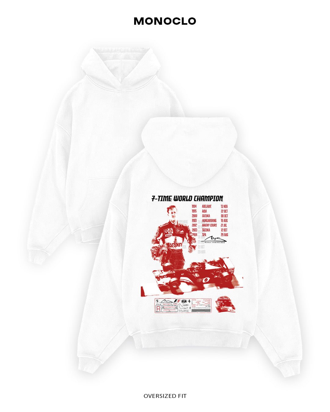 Худі Monoclo Michael Schumacher 7 - Time World Champion - shop_name Білий