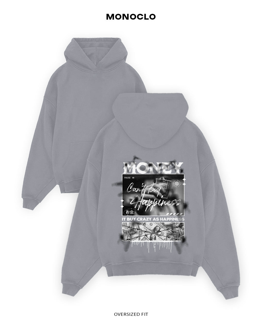 Худі Monoclo Money Happiness - shop_name Сірий