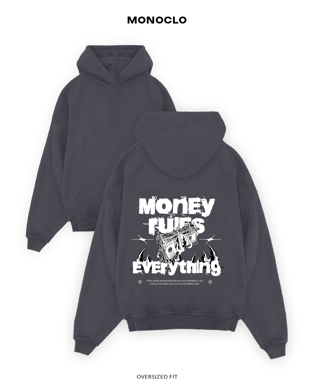 Худі Monoclo Money Rules Everything - shop_name Графітовий