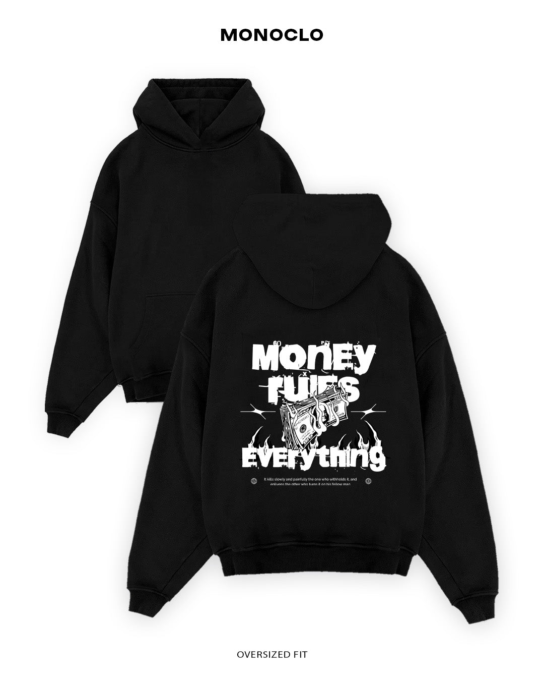 Худі Monoclo Money Rules Everything - shop_name Чорний