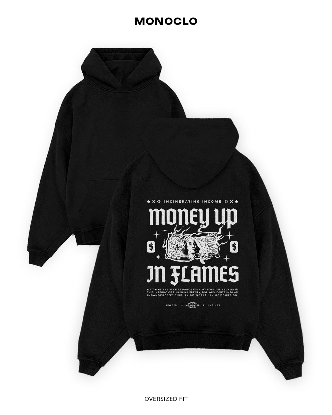 Худі Monoclo Money Up In Flames - shop_name Чорний