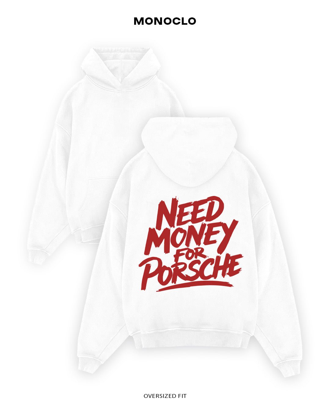 Худі Monoclo Need Money for Porsche 💸 - shop_name Білий