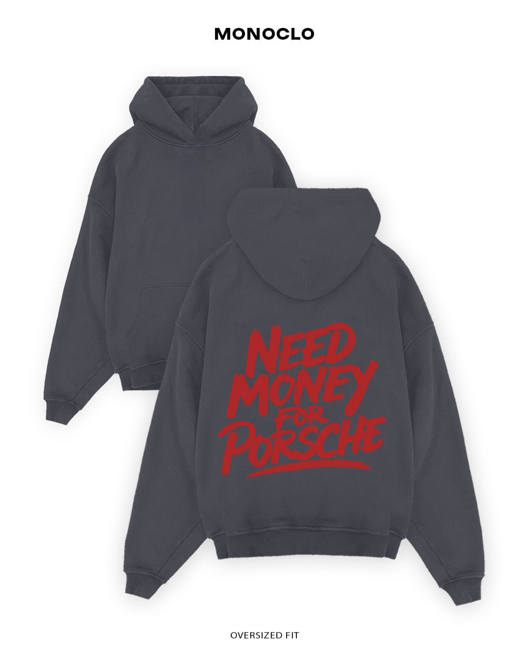 Худі Monoclo Need Money for Porsche 💸 - shop_name Графітовий