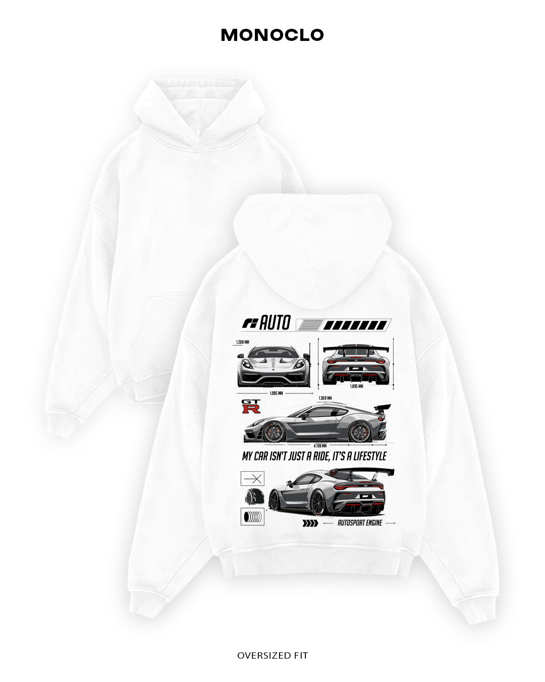 Худі Monoclo Nissan GTR R35 Lifestyle - shop_name Білий