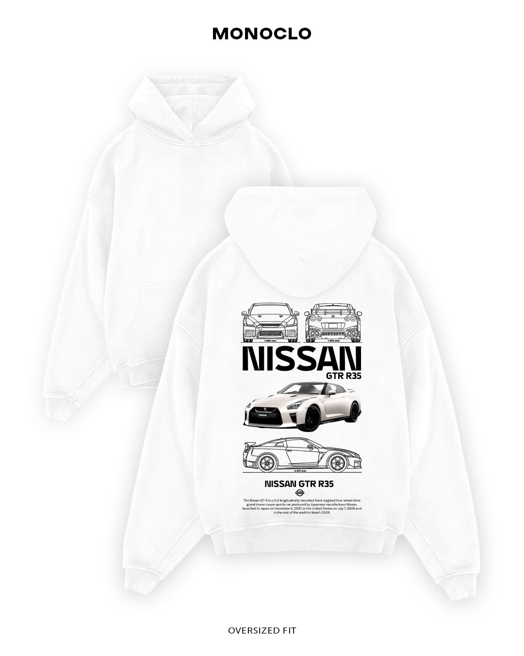 Худі Monoclo Nissan GTR R35 White - shop_name Білий