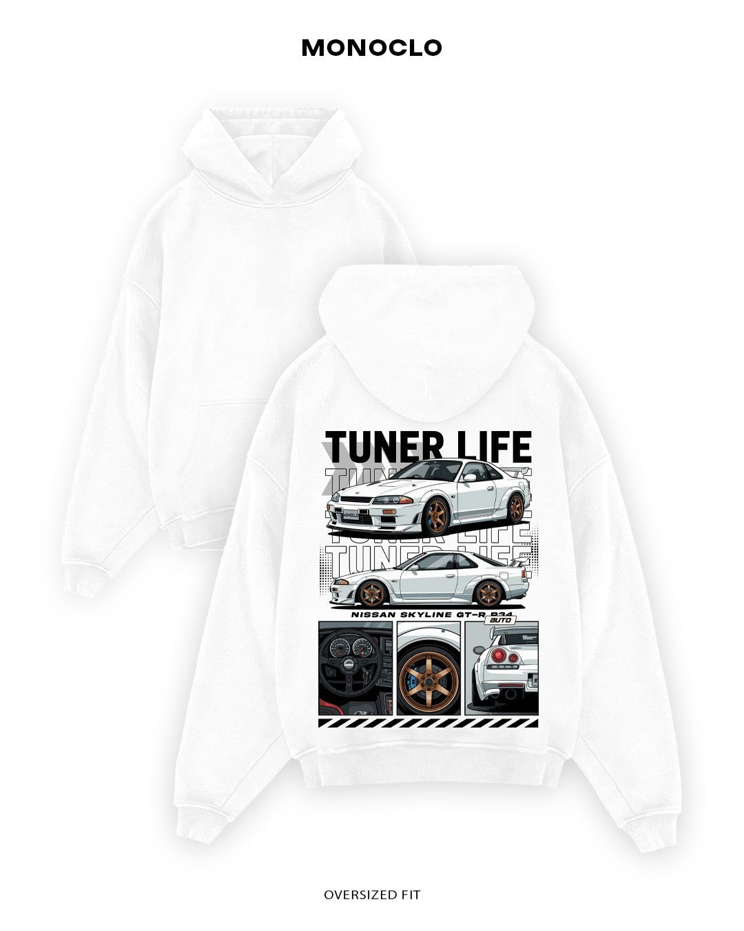 Худі Monoclo Nissan Skyline GT - R R34 - shop_name Білий
