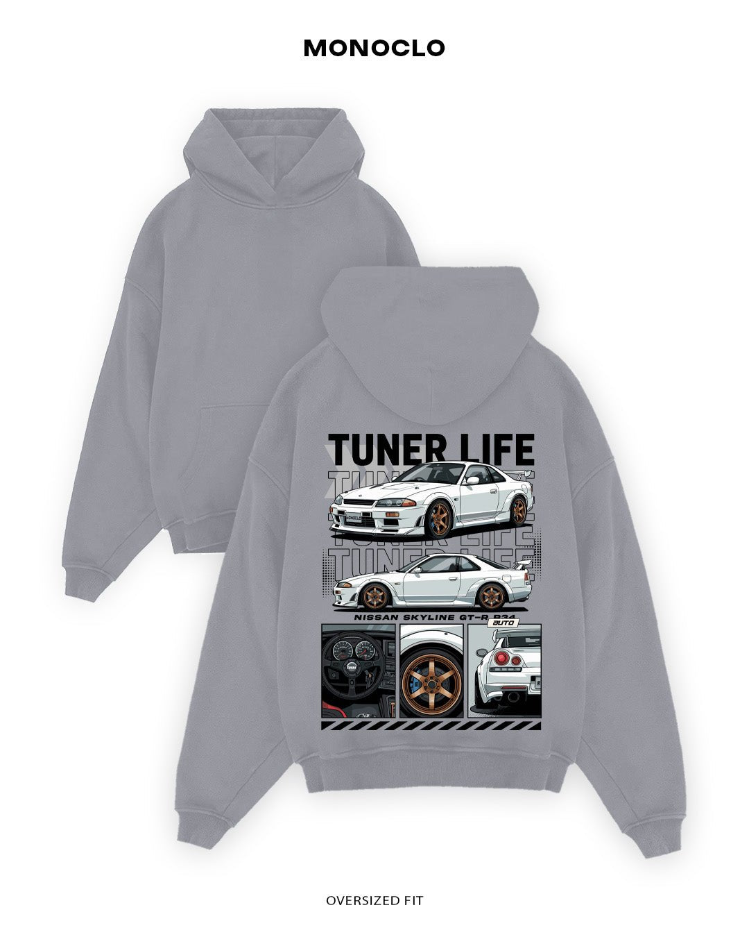 Худі Monoclo Nissan Skyline GT - R R34 - shop_name Сірий