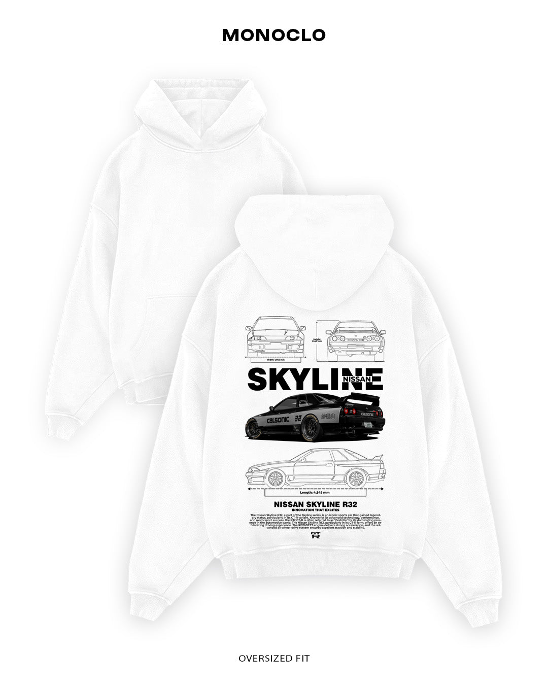 Худі Monoclo Nissan Skyline R32 Black - shop_name Білий