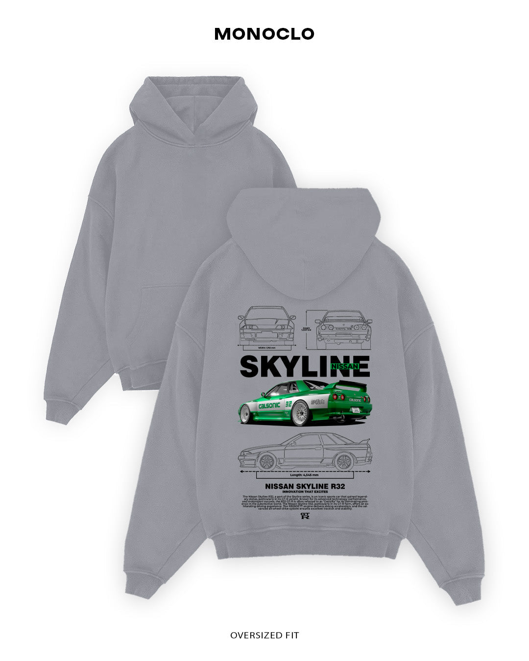 Худі Monoclo Nissan Skyline R32 Green - shop_name Сірий