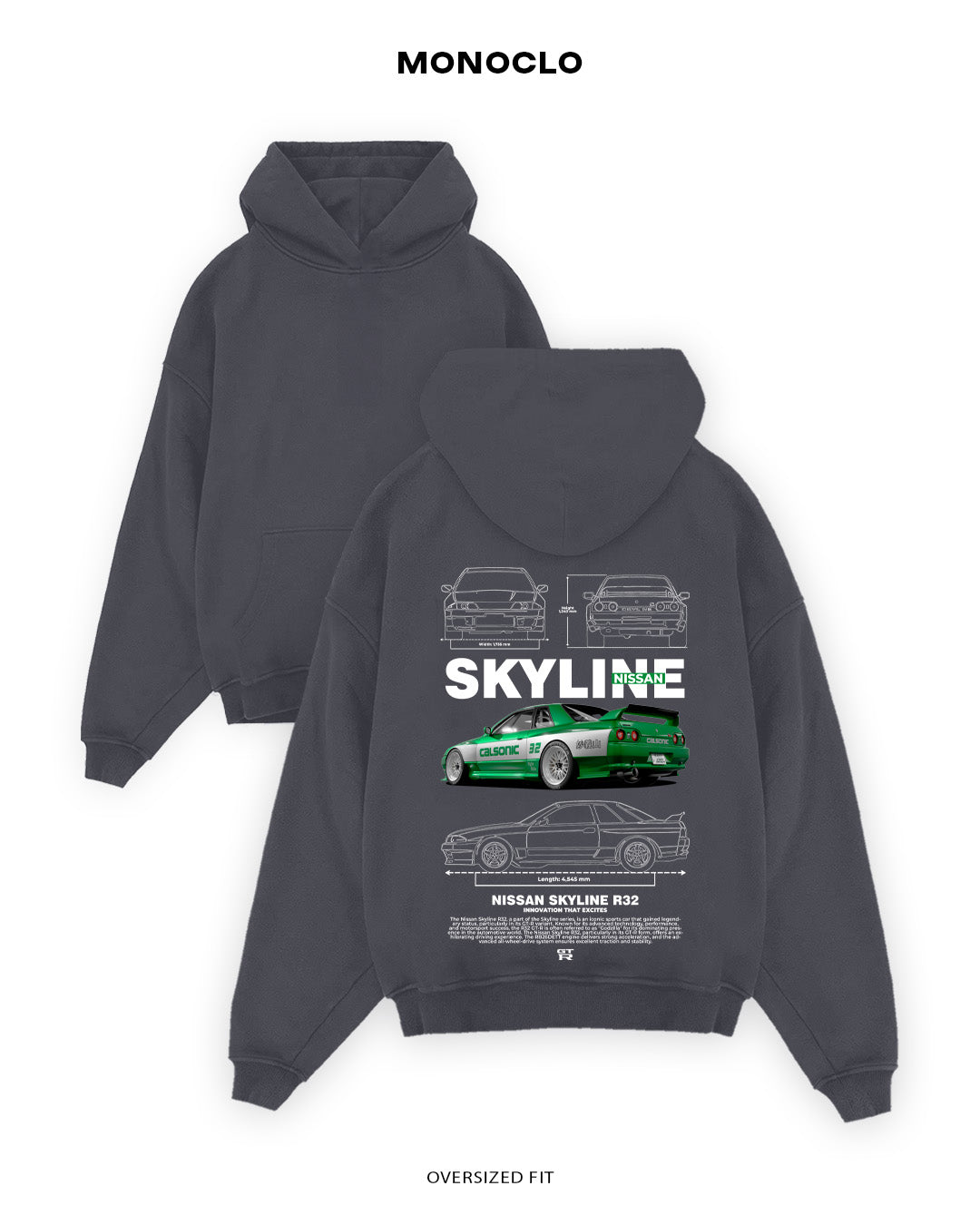 Худі Monoclo Nissan Skyline R32 Green - shop_name Графітовий