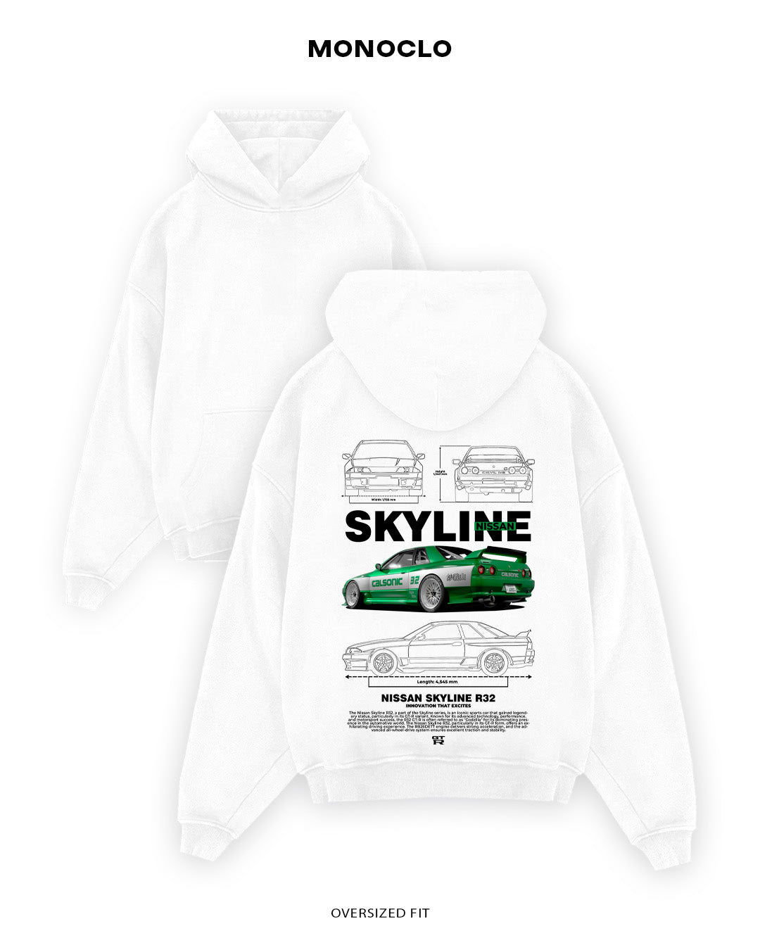 Худі Monoclo Nissan Skyline R32 Green - shop_name Білий