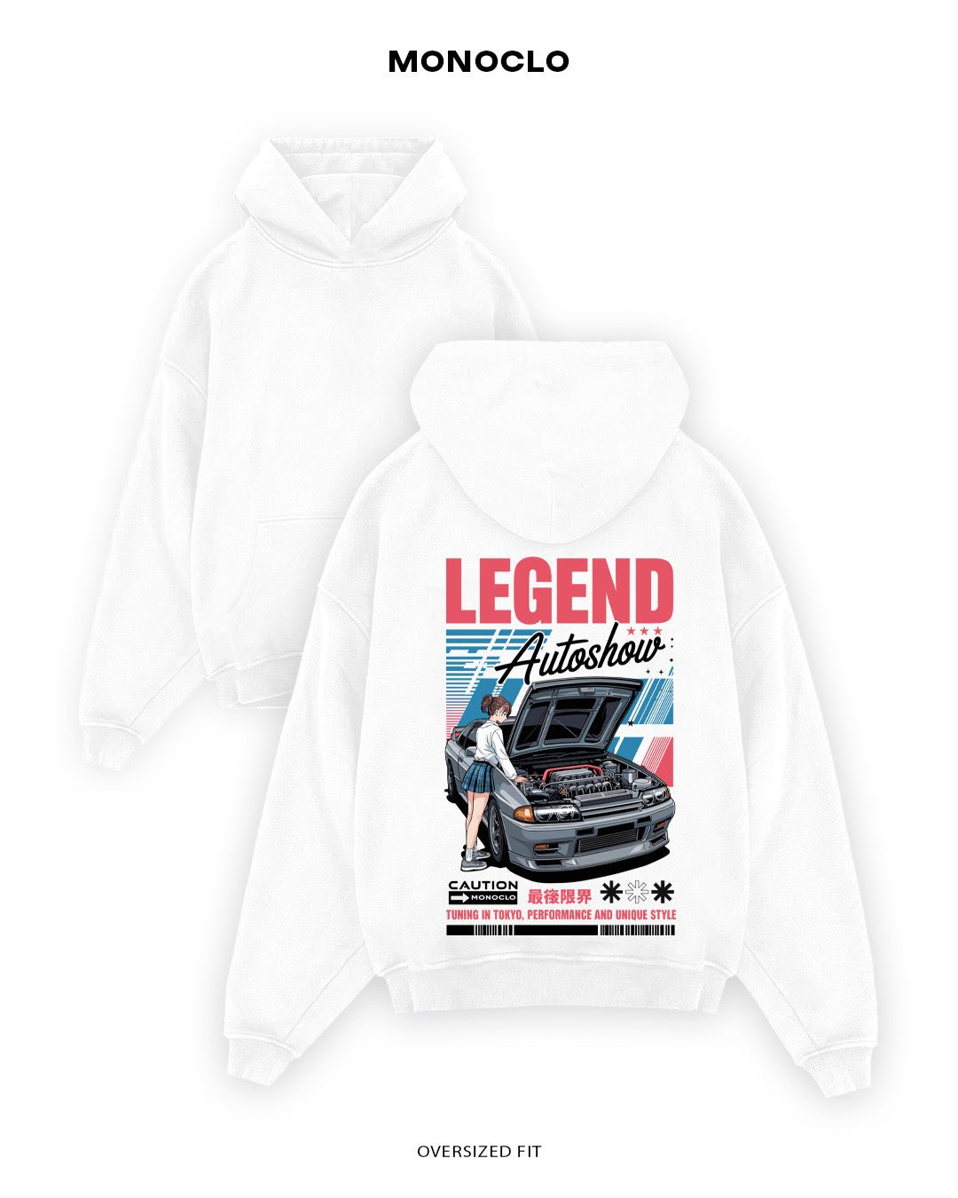 Худі Monoclo Nissan Skyline R32 – Legend Autoshow - shop_name Білий