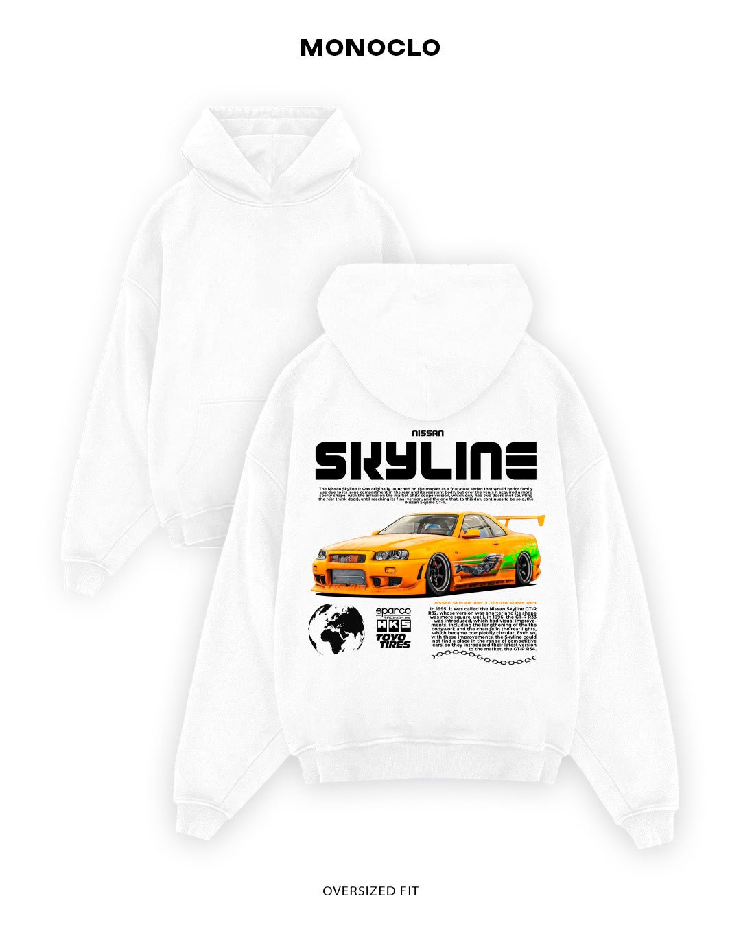 Худі Monoclo Nissan Skyline X Supra R34 - shop_name Білий