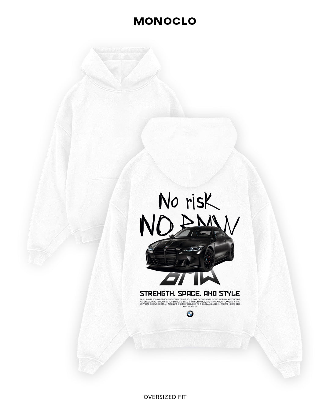 Худі Monoclo “No Risk No BMW” - shop_name Білий