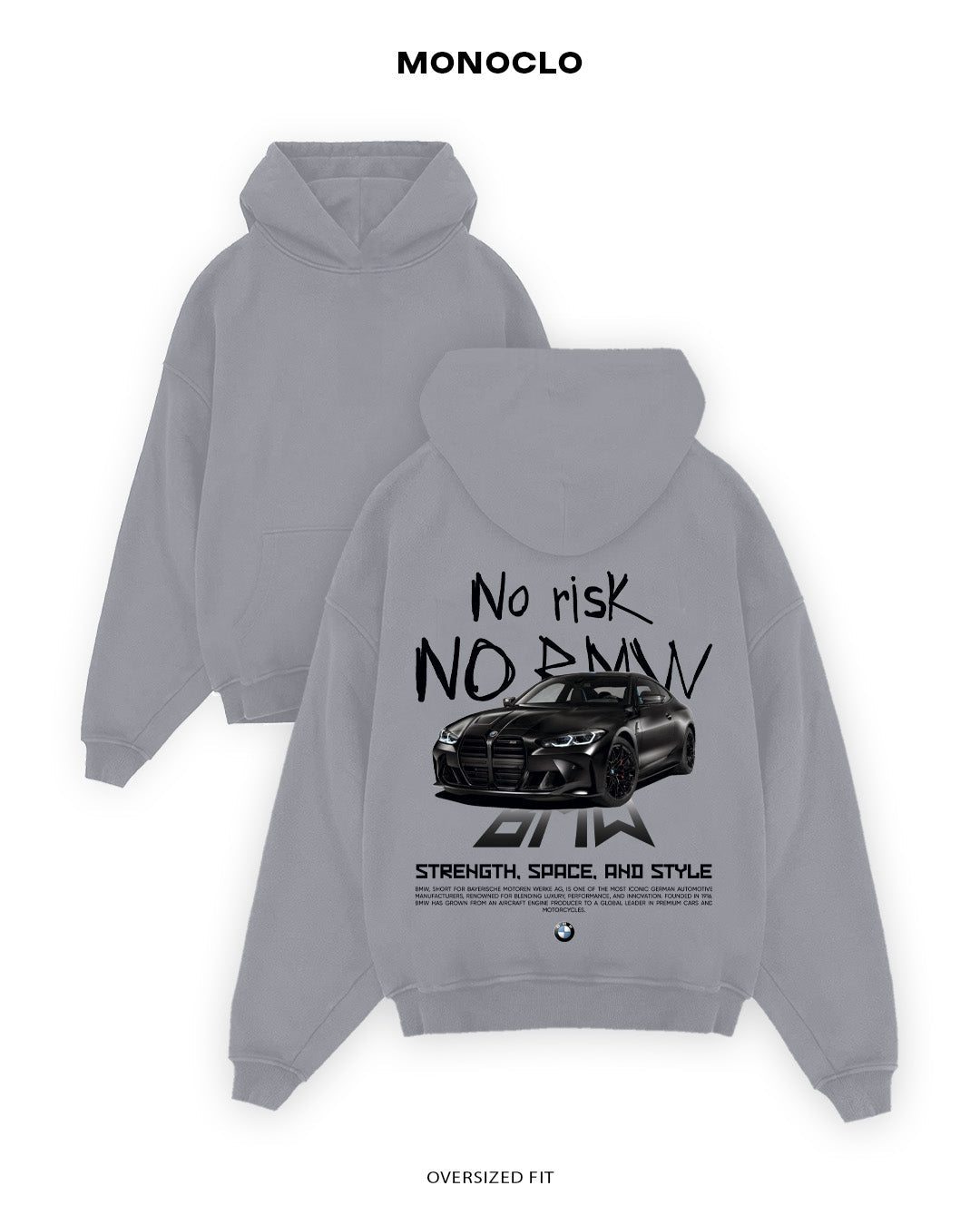 Худі Monoclo “No Risk No BMW” - shop_name Сірий