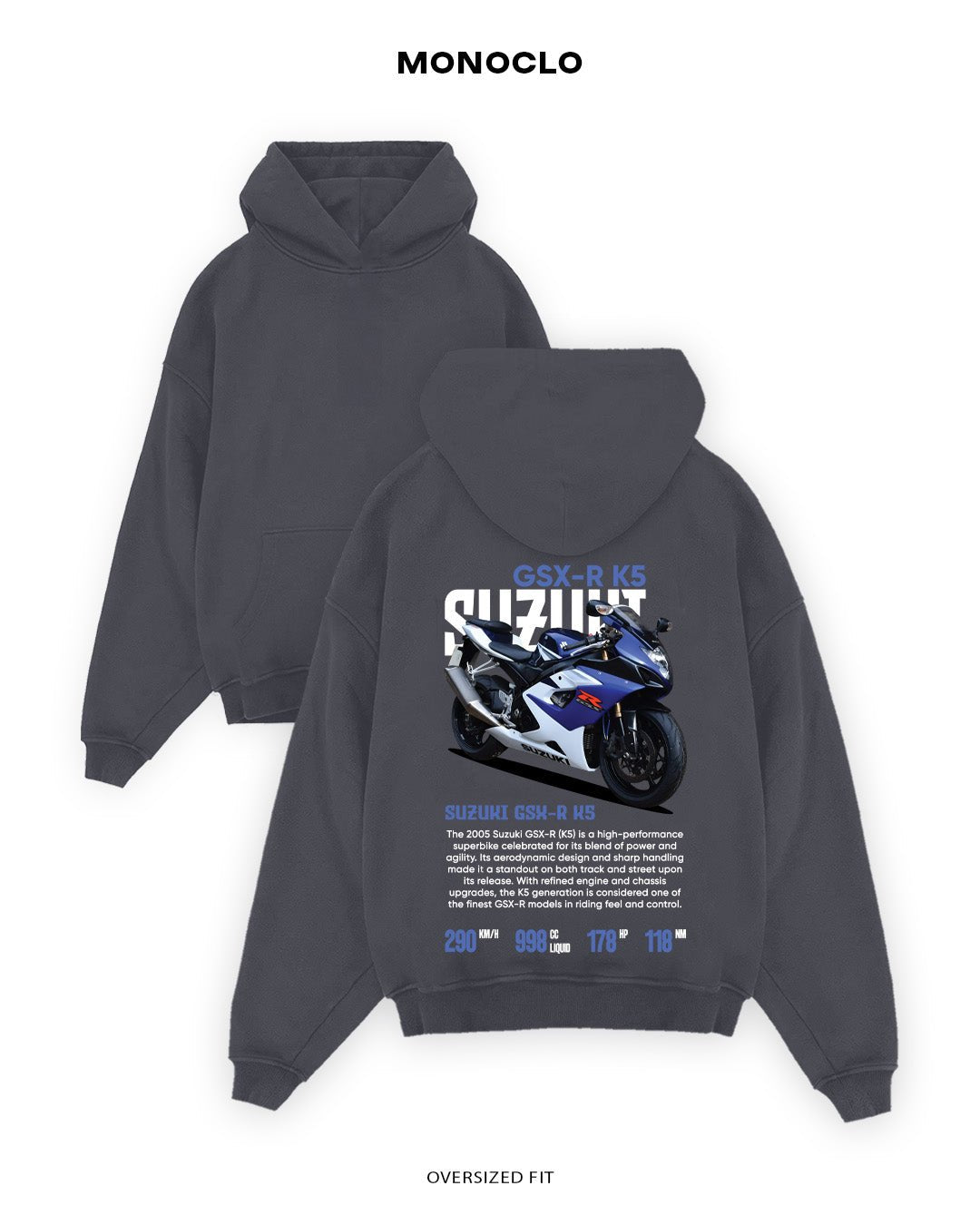 Худі Monoclo Suzuki GSX - R K5 - shop_name Графітовий