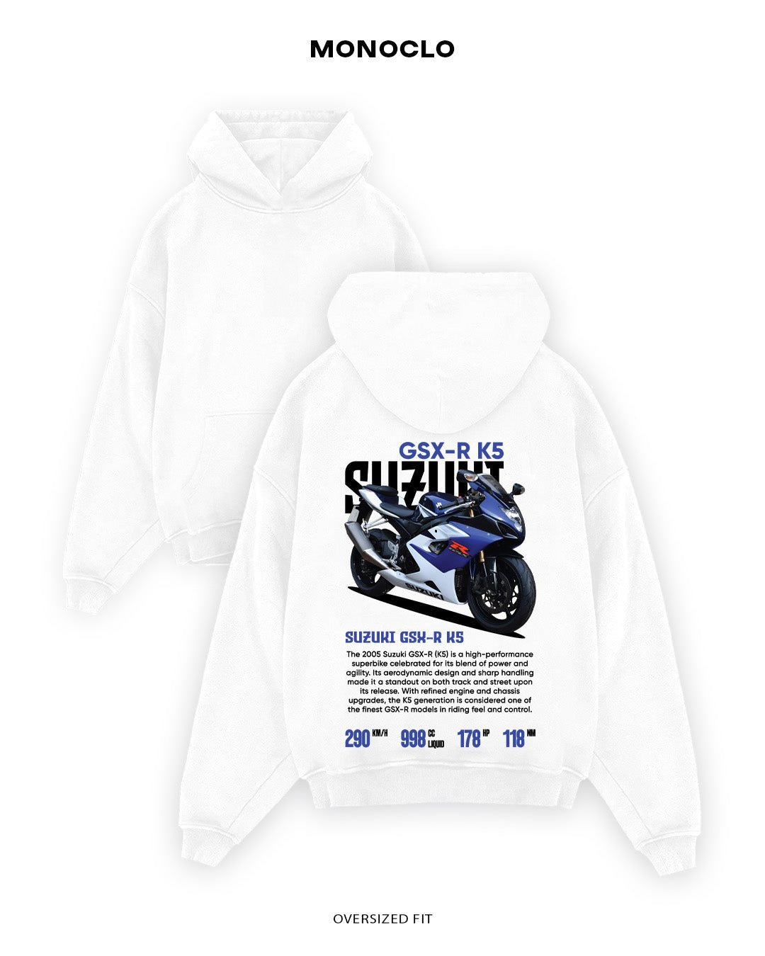 Худі Monoclo Suzuki GSX - R K5 - shop_name Білий