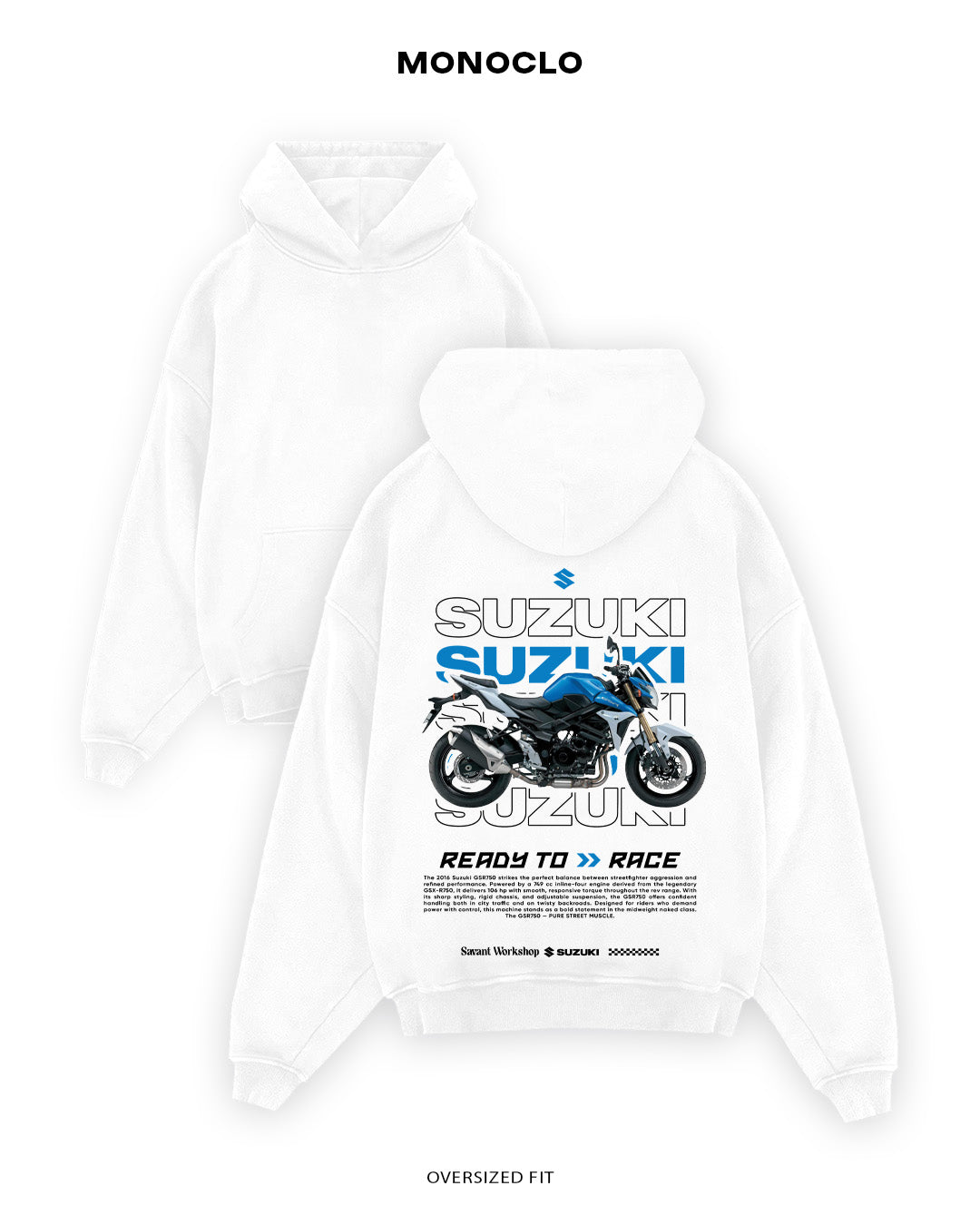 Худі Monoclo Suzuki GSX - S1000 - shop_name Білий