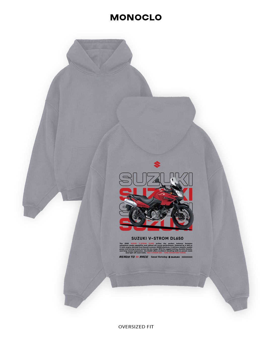 Худі Monoclo Suzuki V - Strom DL650 - shop_name Сірий