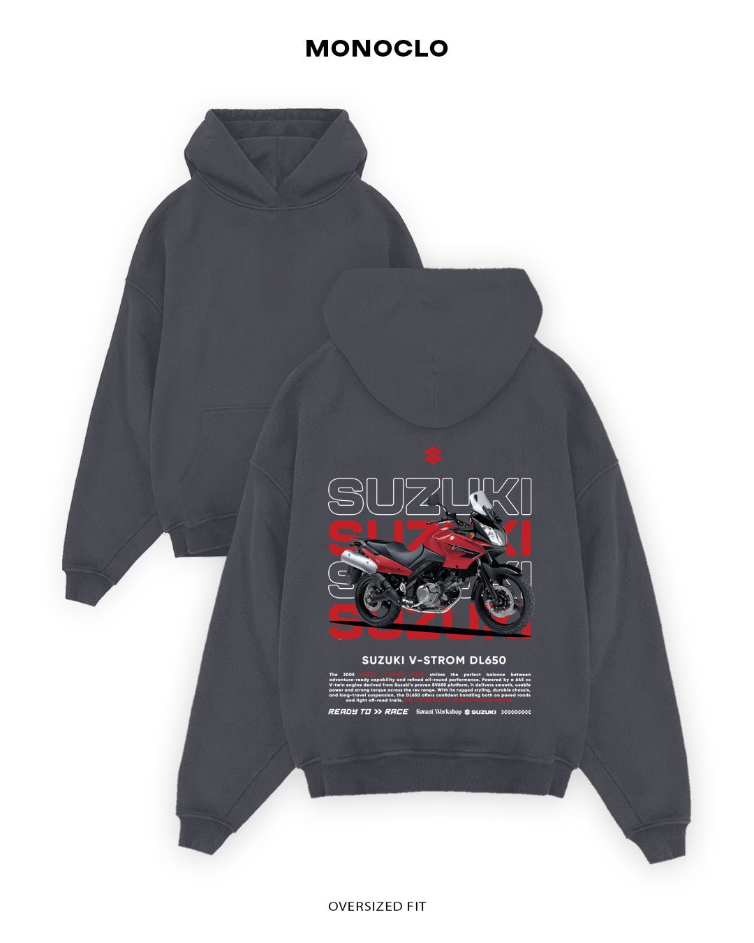 Худі Monoclo Suzuki V - Strom DL650 - shop_name Графітовий